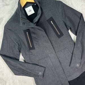 Cabi Women's Moto Zip Jacket Charcoal Mesh Back Panel Casual Sz XXS Fall‎ Layers